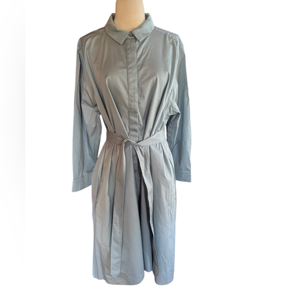 NWT Marla Wynne Blue/Gray Shirt Dress with Hip Pocketsโ